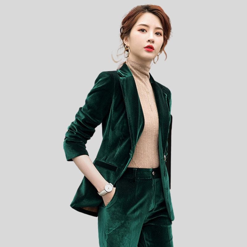 Veste Velours Verte Femme