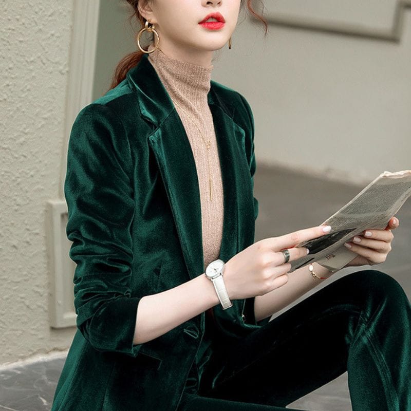 Veste Velours Verte Femme
