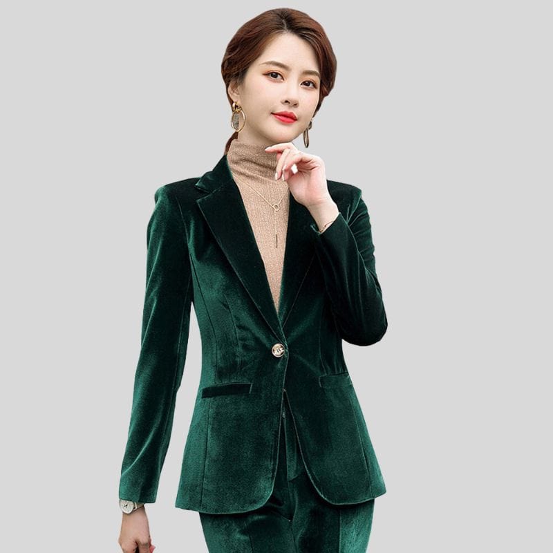 Veste Velours Verte Femme