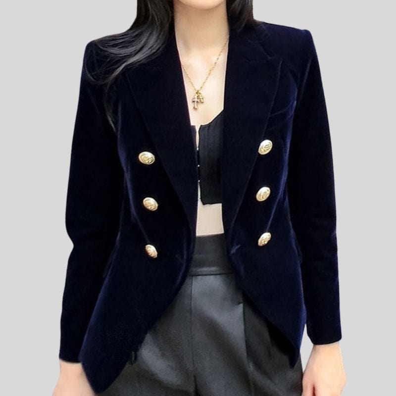 Veste en Velours Bleu Marine Femme