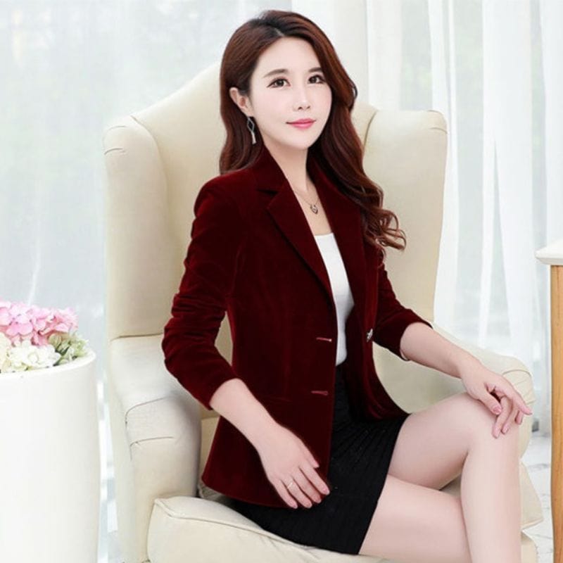 Veste en Velours Bordeaux Femme