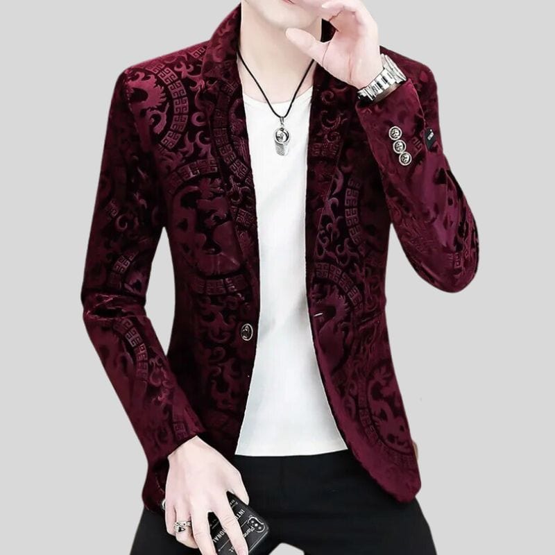 Veste en Velours Bordeaux Homme