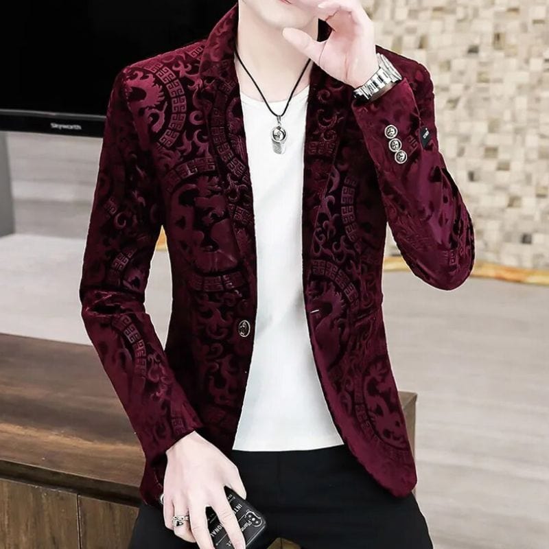 Veste en Velours Bordeaux Homme