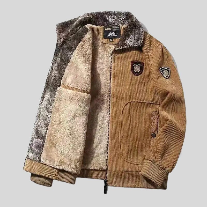 Veste en Velours Col Fourrure