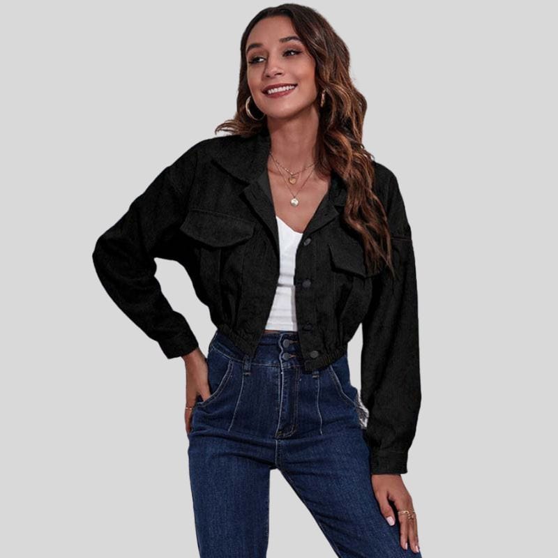 Veste en Velours Noir Femme
