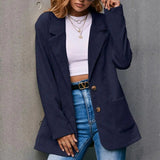 Blazer Velours Femme Bleu Nuit
