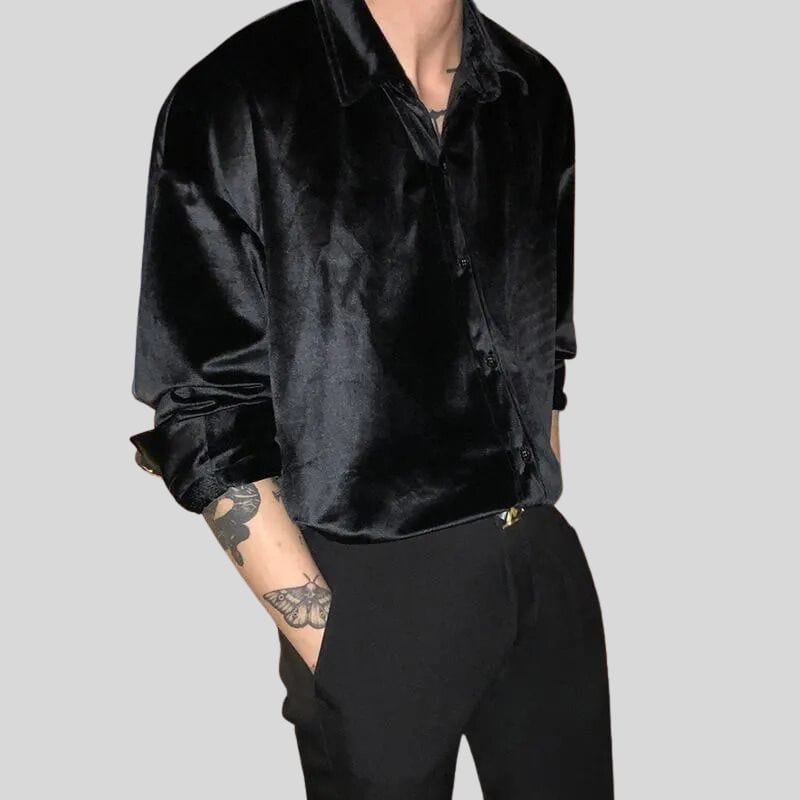 Chemise Velours Noire Homme