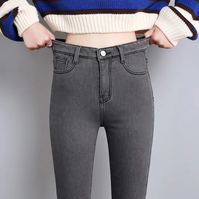 Jean Velours Femme Elastique Gris