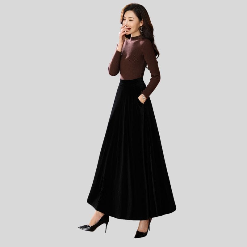 Jupe Longue en Velours Femme