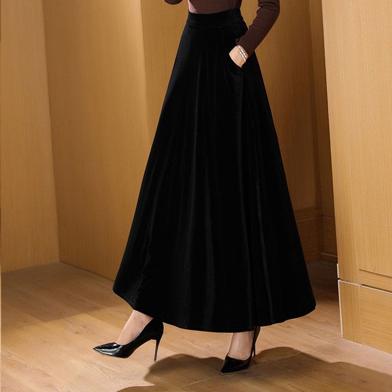 Jupe Longue en Velours Femme