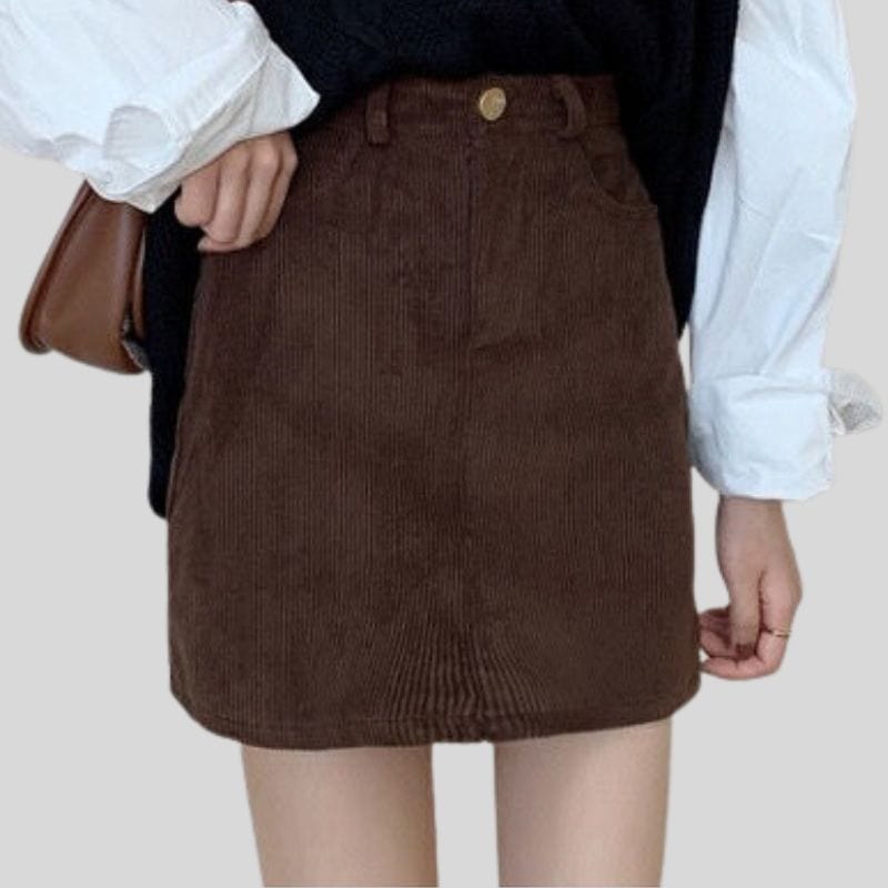 Jupe Velours Marron Femme