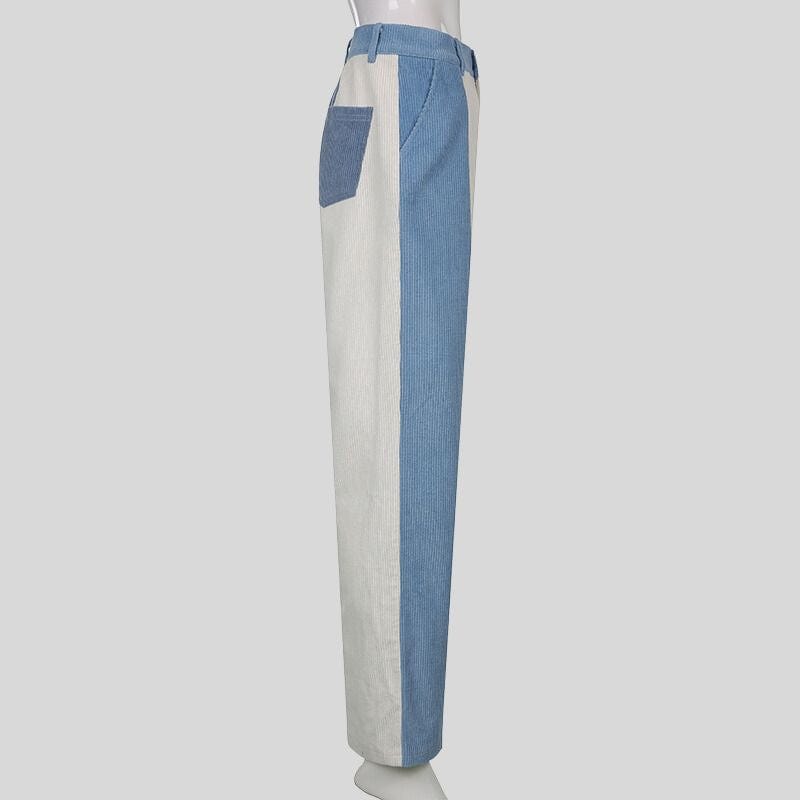 Pantalon Velours Femme Bleu