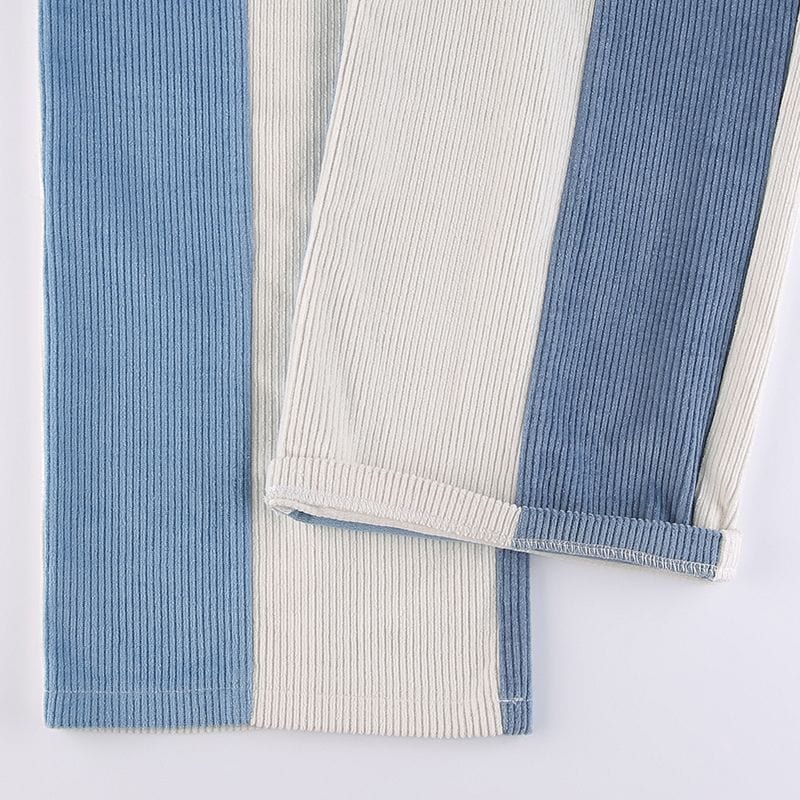 Pantalon Velours Femme Bleu