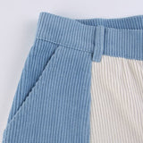 Pantalon Velours Femme Bleu