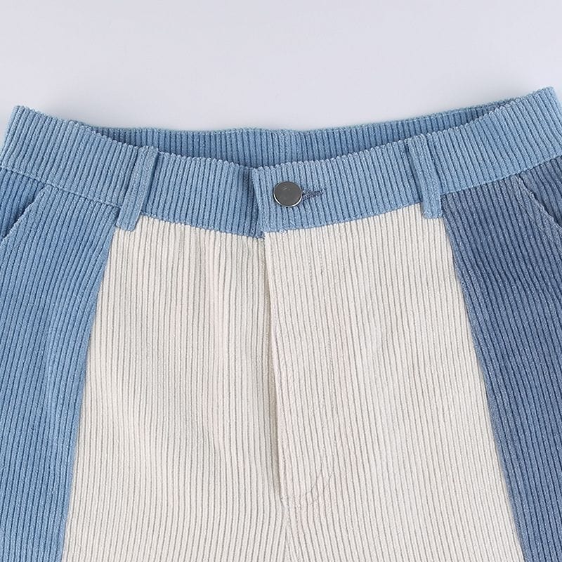 Pantalon Velours Femme Bleu