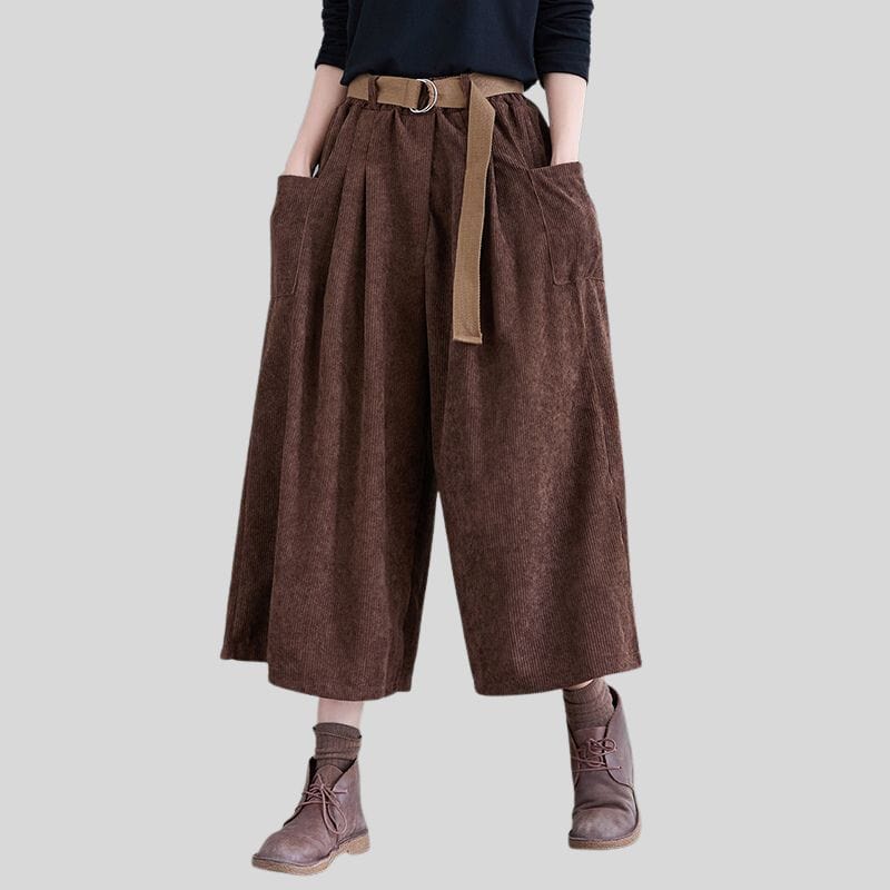 Pantalon Velours Femme Marron