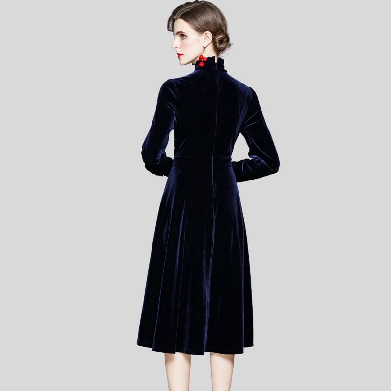 Robe Velours Bleu Marine
