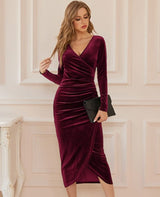 Robe Velours Bordeaux