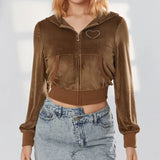 Sweat Zippé Velours Femme