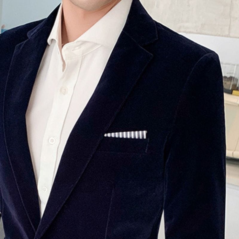Veste Velour Bleu Marine Homme