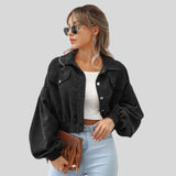 Veste Velour Cotelé Noir Femme