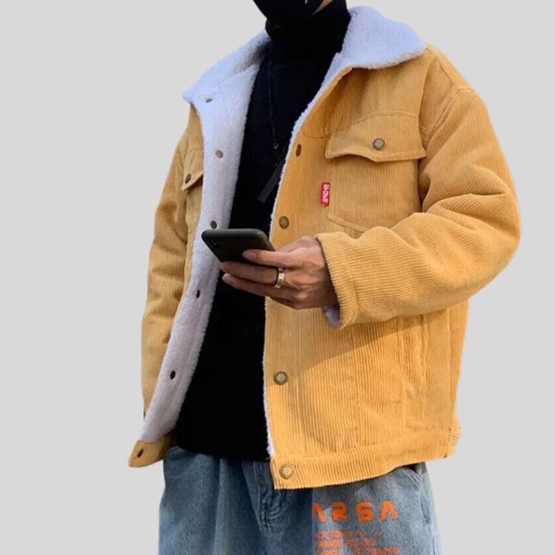 Veste Velour Homme Col Mouton