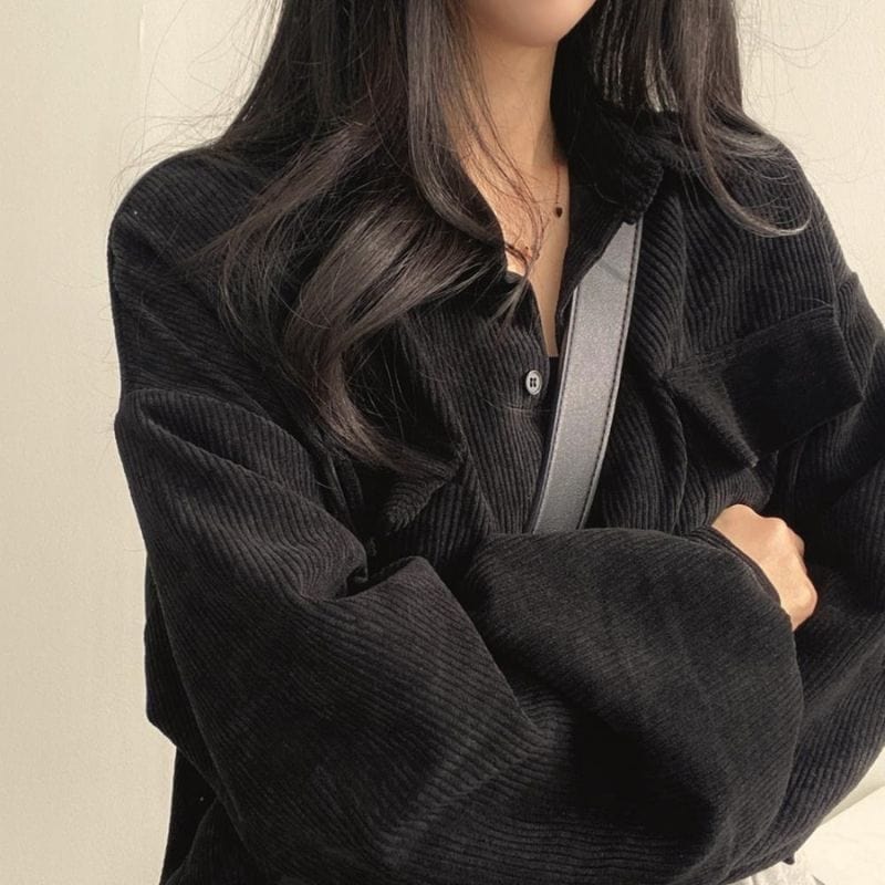 Veste Velours Cotelé Femme Noir