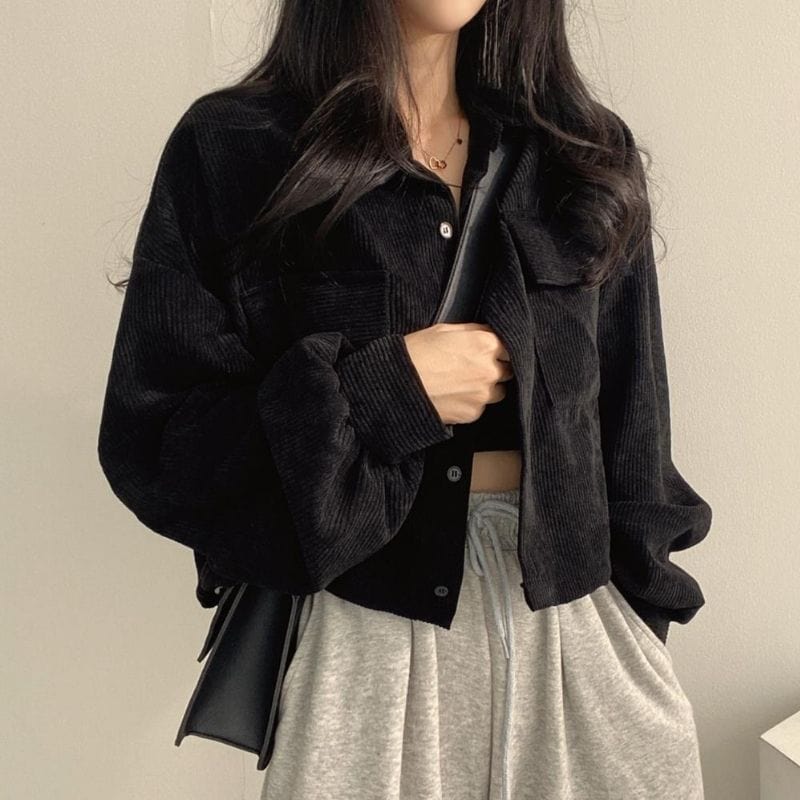 Veste Velours Cotelé Femme Noir