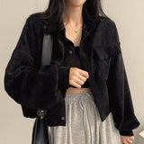 Veste Velours Cotelé Femme Noir