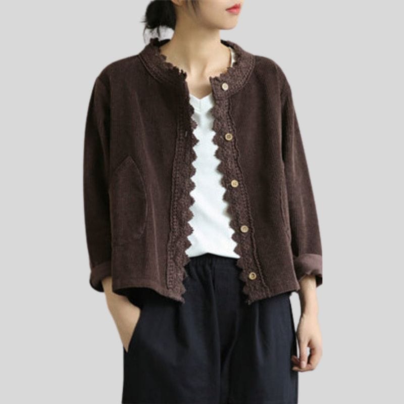 Veste Velours Cotele Marron Femme