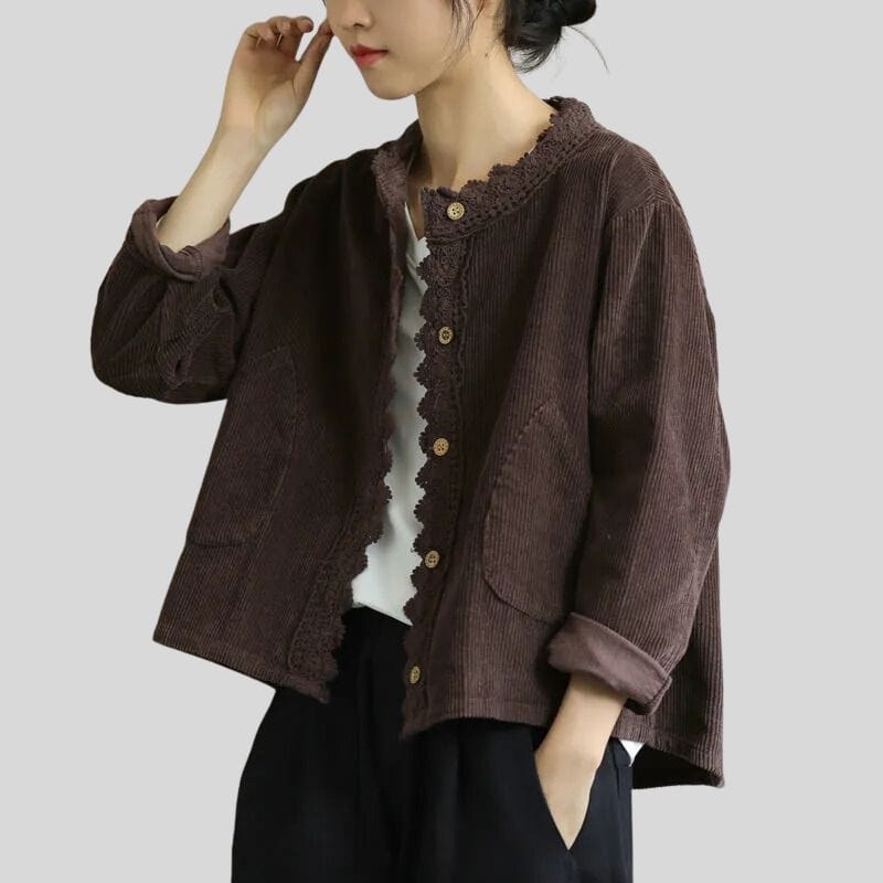 Veste Velours Cotele Marron Femme