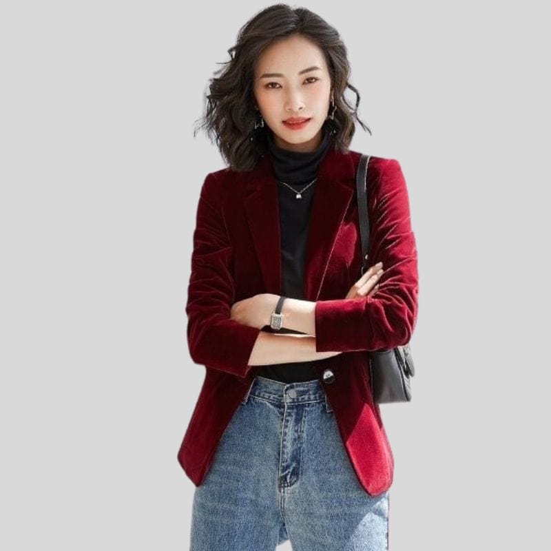 Veste Velours Femme Bordeaux