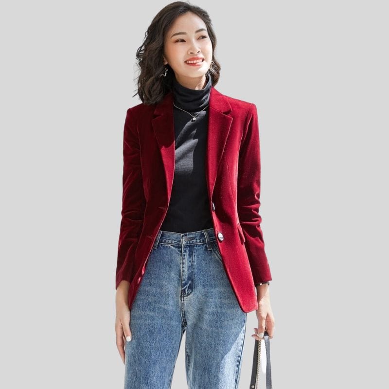 Veste Velours Femme Bordeaux