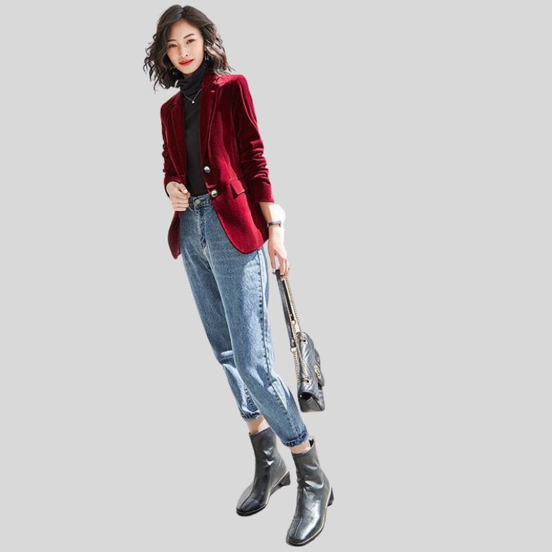Veste Velours Femme Bordeaux