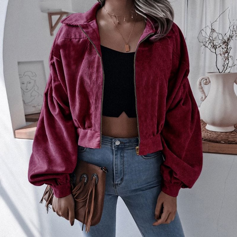 Veste Velours Rouge Bordeaux Femme